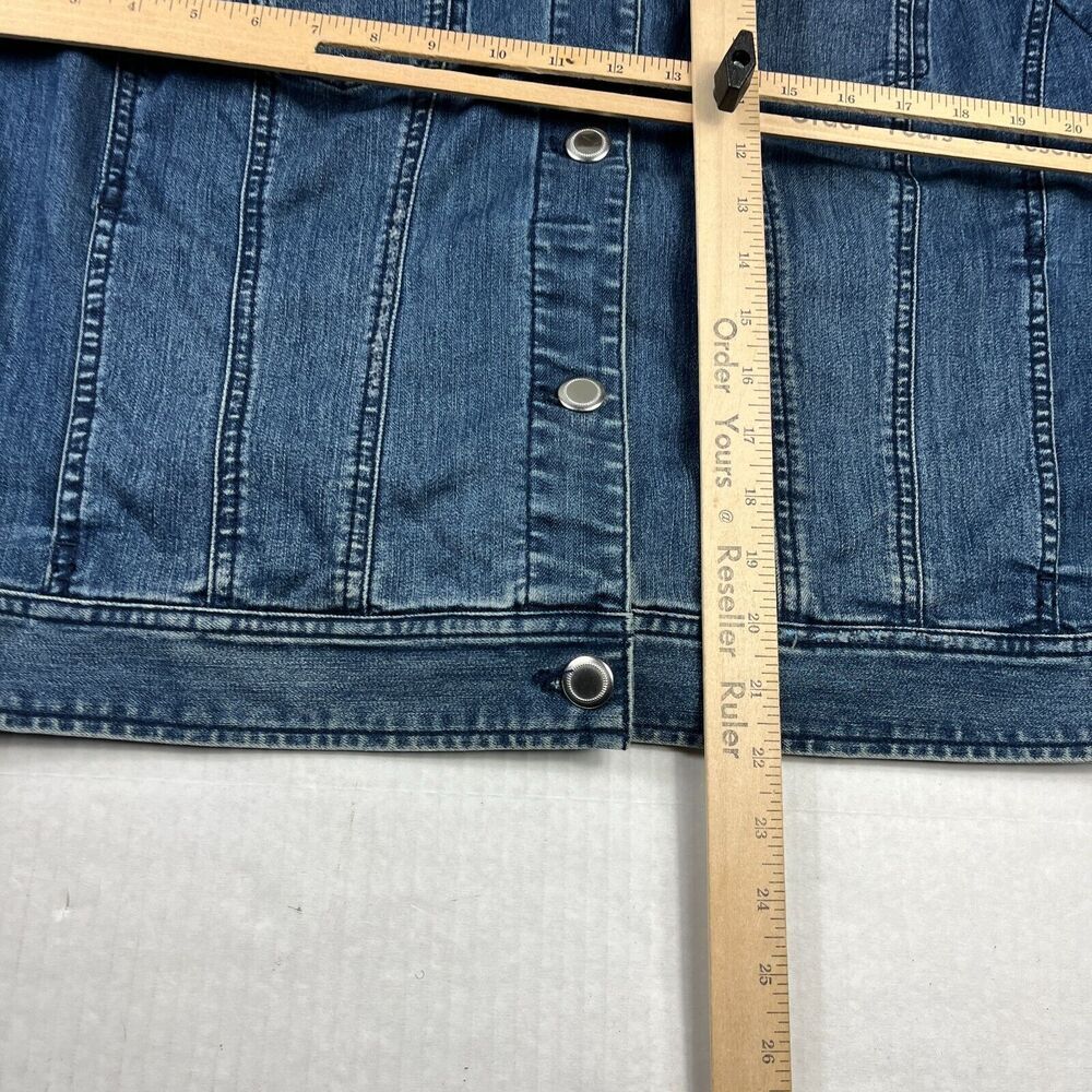 Chicos Womens Trucker Denim Jacket Blue Button Front Long Sleeve Classic 3 XL - Picture 6 of 12